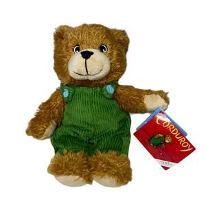 NWT YottoyTeddy Bear 9" Brown Plush Green Corduroy Overalls 2011 Stuffed Animal
